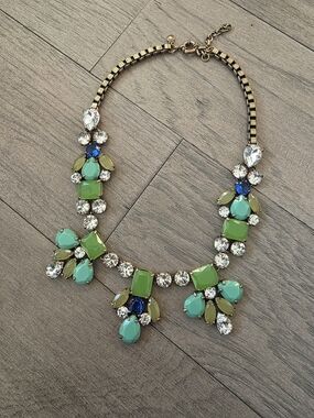 J Crew Green and Blue Statment Necklace